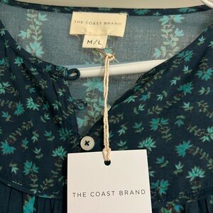 The Coast Marge Dress Dark Blue/Olive/Turquoise (Dark Blue Ground), M/L
